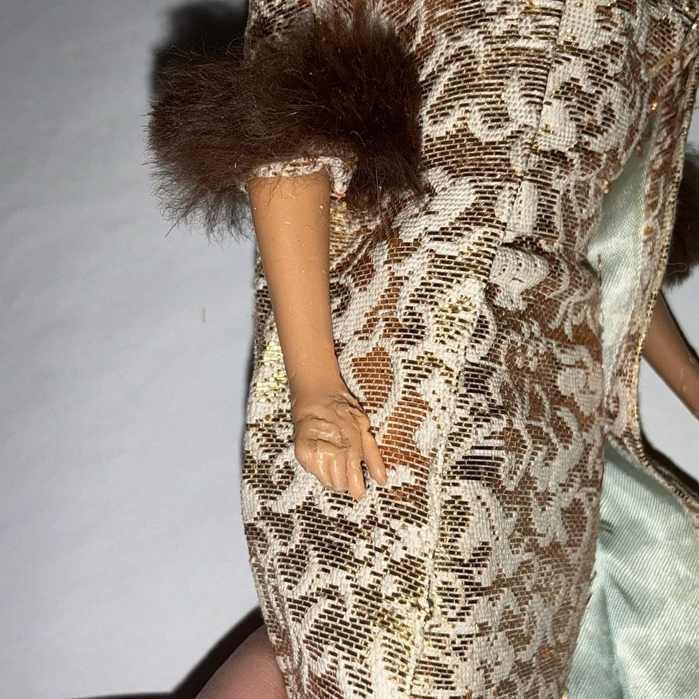 Vintage 1962 60s Barbie Evening Splendor Rare Collectible Gold Dress Jacket Fur